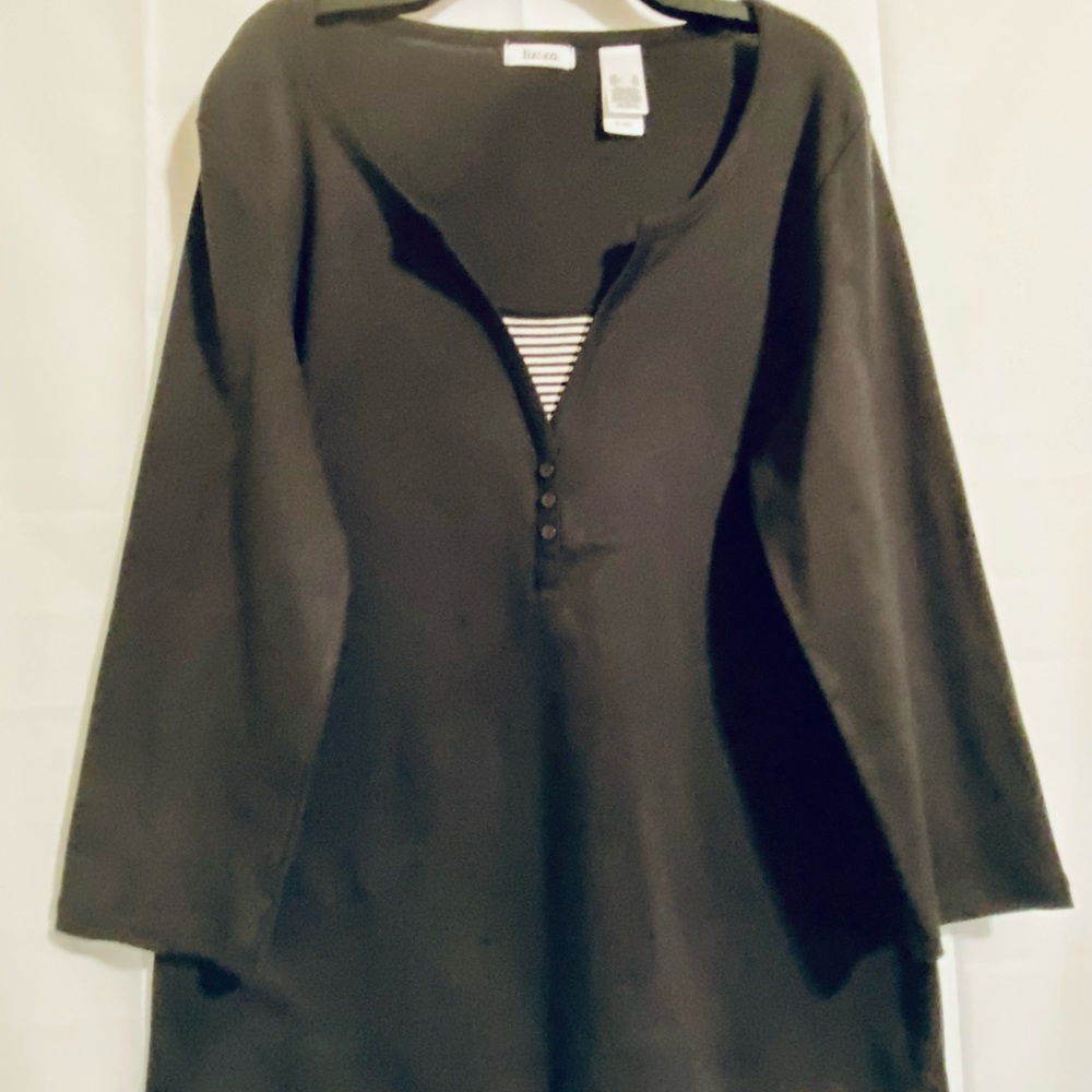 Liz & Co. Women's Black Long Sleeve Top XL - Picture 7 of 11